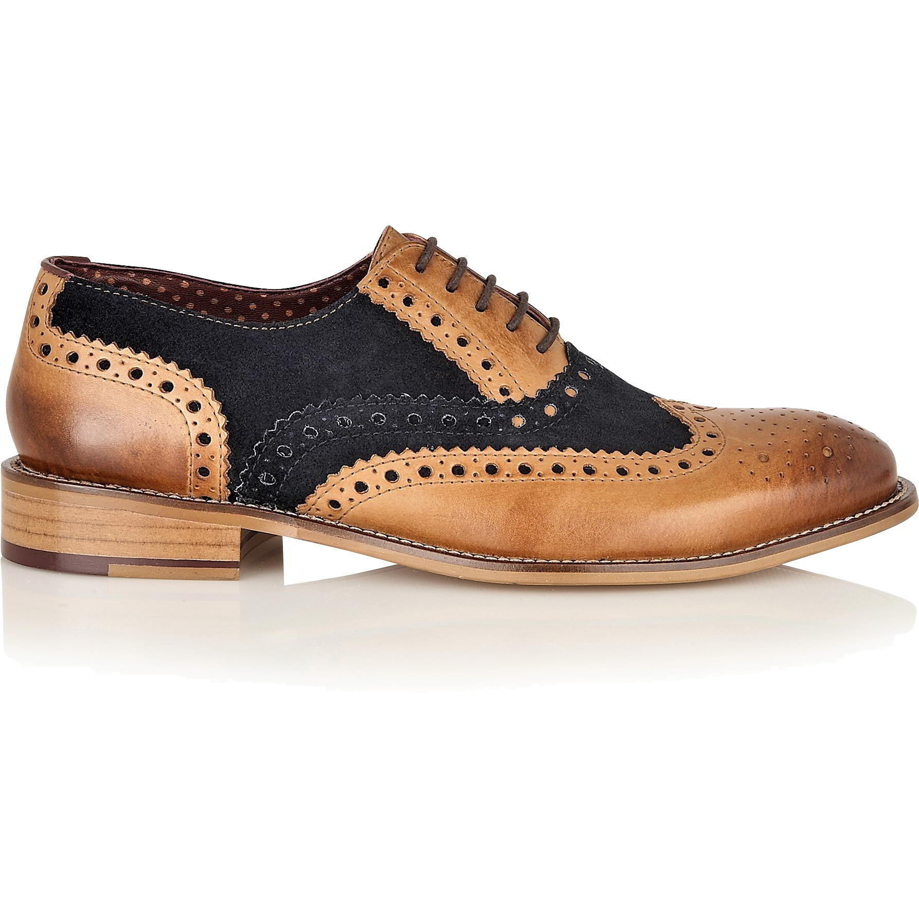 London Brogues Men's Gatsby Leather Wingtip Brogue Shoes - UK 10