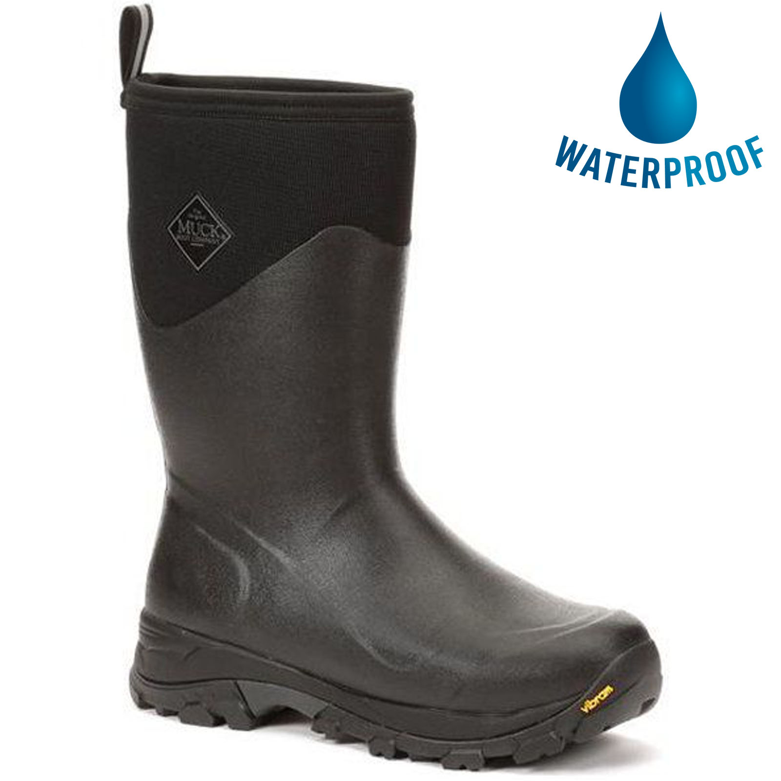 Muck Boots Mens Arctic Ice Mid Arctic Grip Waterproof Wellington Boots - Black