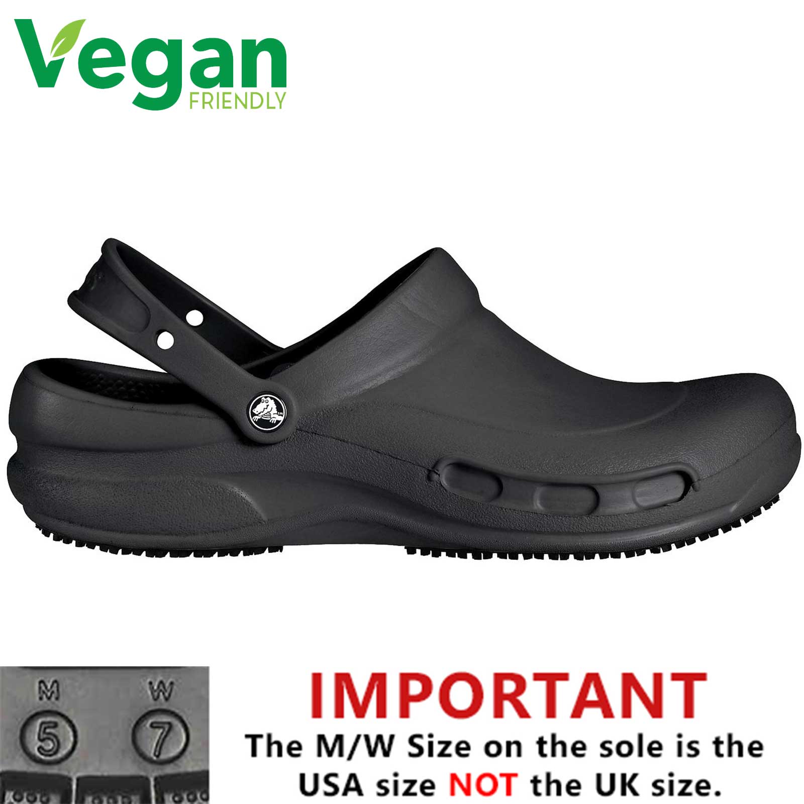 Crocs Men's Women's Bistro Clogs Non Slip Chef Work Shoes - Black