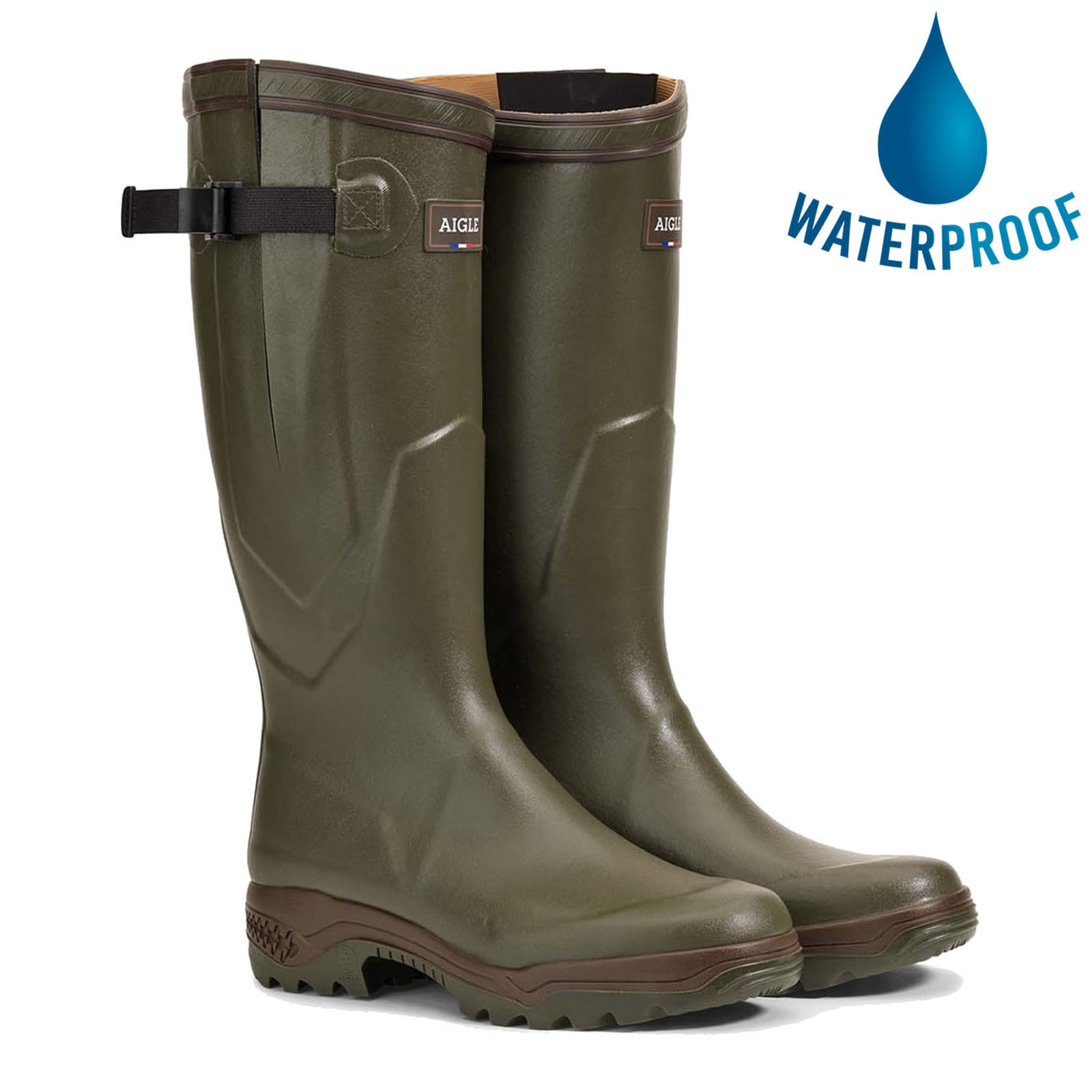 Aigle Parcours 2 Vario Adjustable Men's Women's Wellies Rain Boots - Khaki