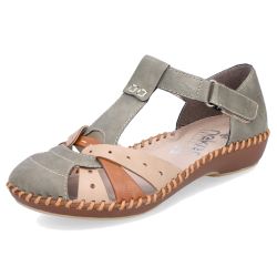 Rieker Women's M1655-54 Shoes Sandals - Olive Beige Cayenne