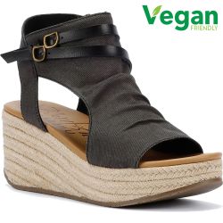 Blowfish Women's Mailbu Lacey Rope Vegan Sandals - Washed Black Denim