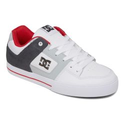 DC Mens Pure Skate Shoes - White Grey Red