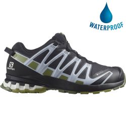 Salomon Women's XA Pro 3D V8 GTX Waterproof Shoes - Black Green Moss Zen Blue