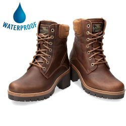 Panama Jack Womens Phoebe Waterproof Boots - Napa Cuero Bark