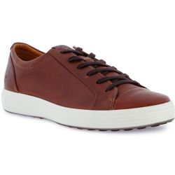 Ecco Shoes Men's Soft 7 Leather Trainers - Cognac