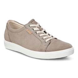 Ecco Shoes Womens Soft 7 Leather Trainers - Warm Grey