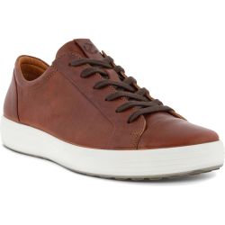 Ecco Shoes Mens Soft 7 Leather Trainers - Cognac