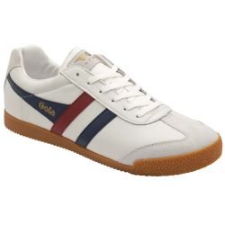 Gola Men's Harrier Leather Trainers - White Navy Red
