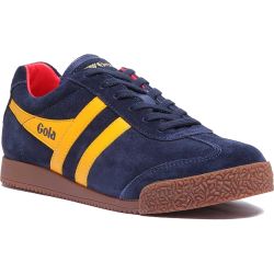 Gola Men's Harrier Classics Suede Trainers Shoes - Navy Sun Red