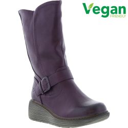 Heavenly Feet Womens Almond Wedge Boots - Purple