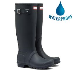 Hunter Mens New Original Tall Wellies Rain Boots - Navy