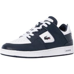 Lacoste Mens Court Cage 123 1 Leather Trainers - White Navy