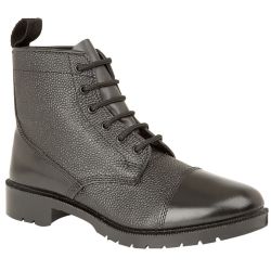 Grafters Mens Black Leather Cadet Ankle Boots - Black