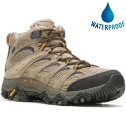 Merrell Mens Moab 3 Mid GTX Waterproof Walking Hiking Boots - Pecan