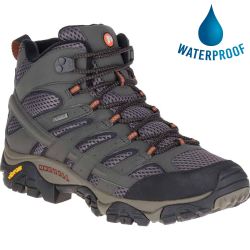 Merrell Men's Moab 2 Mid GTX Waterproof Walking Hiking Boots - Beluga Grey