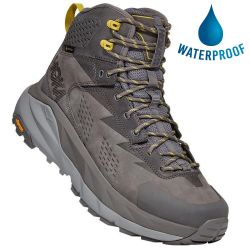Hoka One One Mens Kaha GTX Waterproof Hiking Boots - Charcoal Grey Green Sheen - Mens