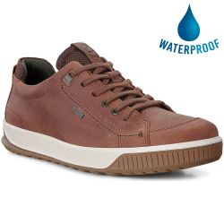 Ecco Shoes Mens Byway Tred Waterproof Leather Trainers - Brandy
