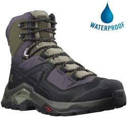Salomon Mens Quest Element GTX Waterproof Walking Hiking Boots - Black Deep Lichen Green Olive