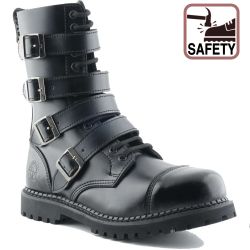 Grinders Unisex Quad CS Steel Toe Cap Boots - Black