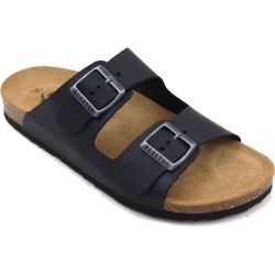 Plakton Womens Malaga Adjustable Slide Sandals - Black