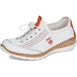 Rieker Women's N42T0 Slip On Shoe - White Orange