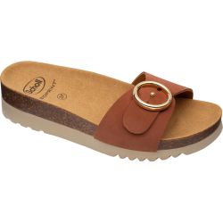 Scholl Womens Malibu Mule Adjustable Slide Sandals - Cognac