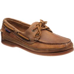 Sebago Mens Schooner Vintage Leather Boat Deck Shoes - Brown Tan