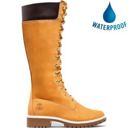 Timberland Women's Premium 14 Inch Tall Lace Up Waterproof Boots - Wheat - 3752R