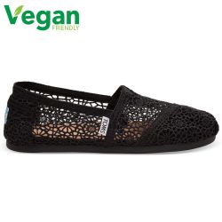 Toms Womens Classic Espadrille Vegan Shoes - Black Crochet