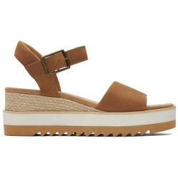 Toms Womens Diana Wedge Sandals - Tan Leather