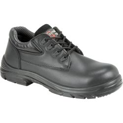 Grafters Mens Uniforms Leather Extra Wide Gibson Shoes - Black