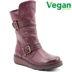 Heavenly Feet Womens Hannah 2 Vegan Wedge Boots - New Berry