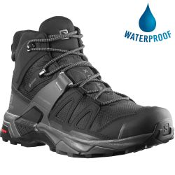 Salomon Mens X Ultra 4 Mid GTX Waterproof Walking Boots - Black Magnet Pearl Blue