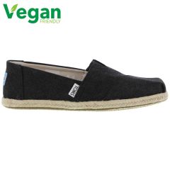 Toms Womens Classic Espadrille Vegan Shoes - Black Washed