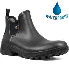 Bogs Mens Sauvie Slip On Waterproof Wellies Chelsea Boots - Black