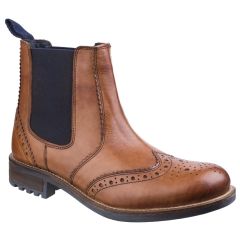 Cotswold Mens Cirencester Brogue Chelsea Boots - Tan