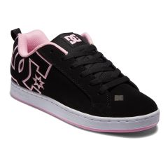 DC Womens Court Graffik Skate Shoes - Black White Pink