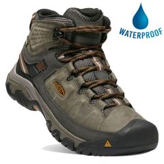 Keen Men's Targhee III Mid WP Wide Fit Waterproof Boots - Black Olive Gold Brown