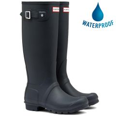Hunter Womens Original Tall Wellies Rain Boots - Navy