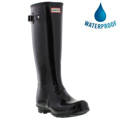 Hunter Womens Original Tall Gloss Wellies Rain Boots - Black
