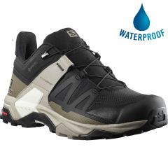 Salomon Mens X Ultra GTX Waterproof Shoes - Black Vintage Kaki Vanilla