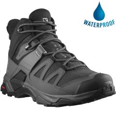 Salomon Mens X Ultra 4 Mid Wide GTX Waterproof Shoes - Black Magnet Pearl
