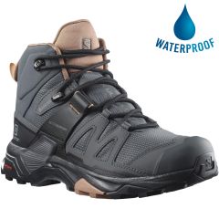 Salomon Womens X Ultra 4 Mid Wide GTX Waterproof Shoes - Ebony Mocha Mousse