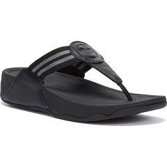 FitFlop Womens Walkstar Wide Fit Toe Post Sandals - All Black