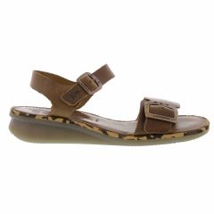 Fly London Womens Comb Leather Wedge Jesus Sandals - Camel