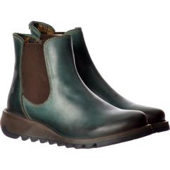 Fly London Salv Womens Leather Wedge Chelsea Ankle Boots - Petrol