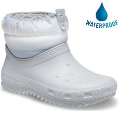 Crocs Womens Classic Neo Puff Shorty Boots - Light Grey White
