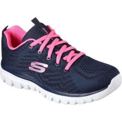 Skechers Womens Graceful Get Connected Wide Fit Trainers - Navy Hot Pink