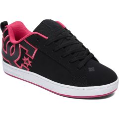 DC Womens Court Graffik Skate Shoes - Black Pink Stencil